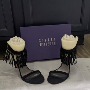 Stuart Weitzman Black Fringe Heels